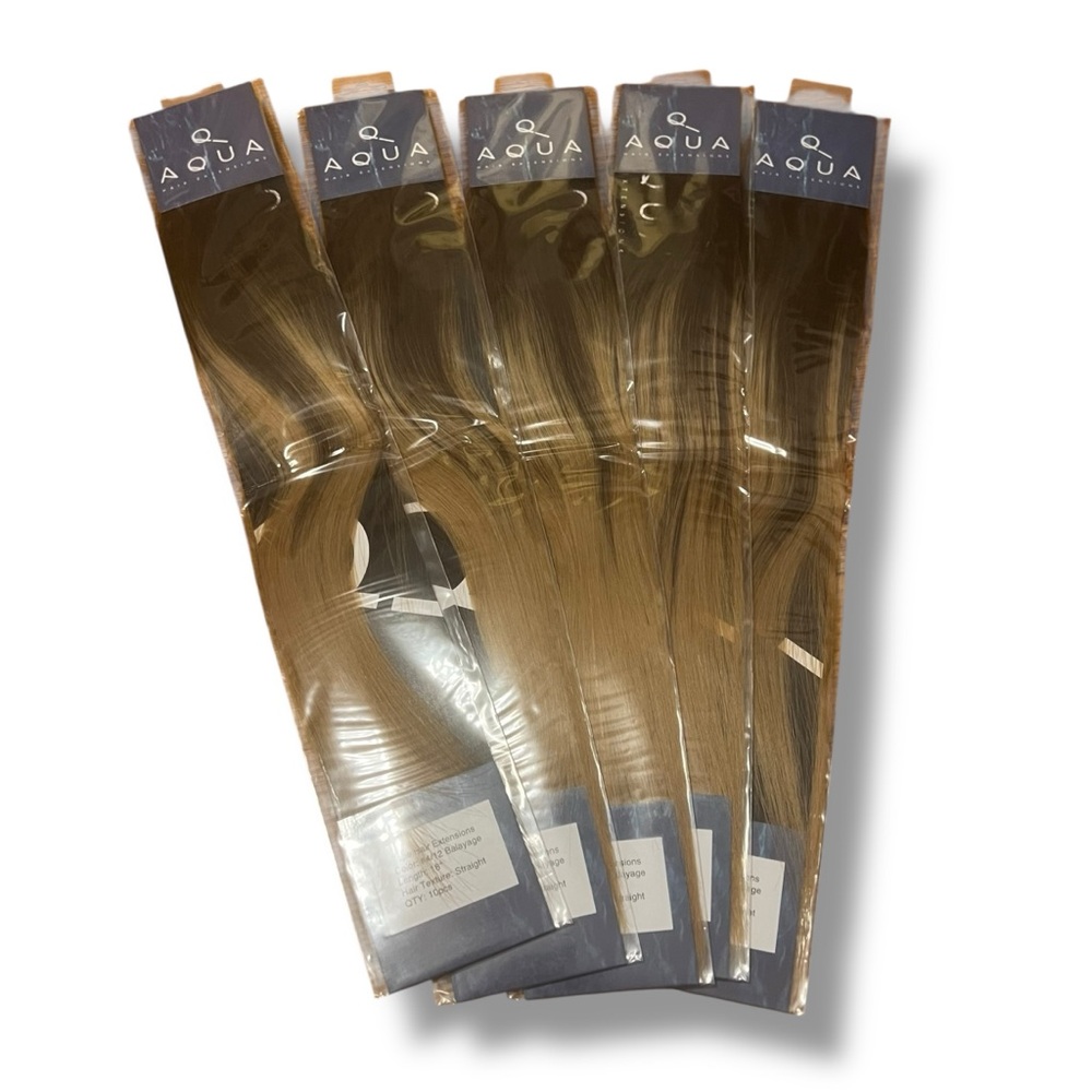 Aqua Tape-in Human Balayage Hair Extensions (5 packs total) New Unopened